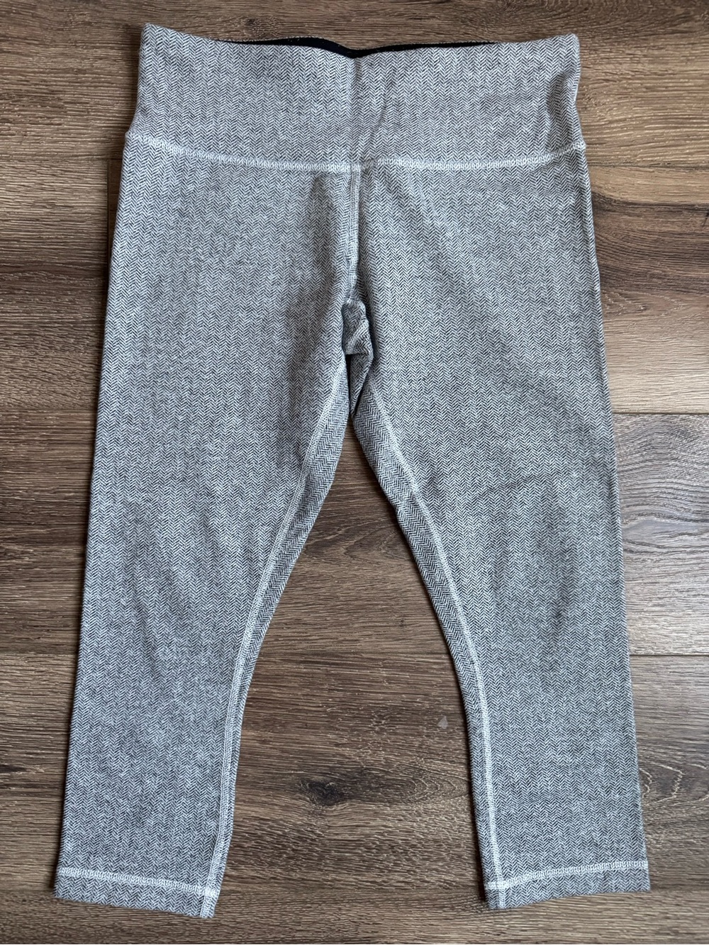 Lululemon Wunder Under Crop Leggings, Herringbone, Grey Black White